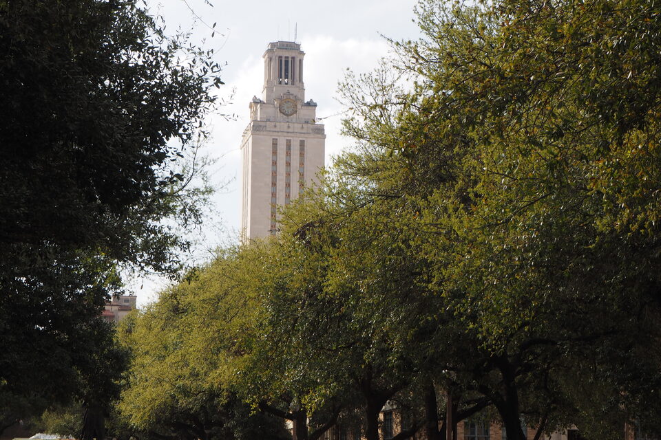 The University of Texas Tower rising over the Austin campus